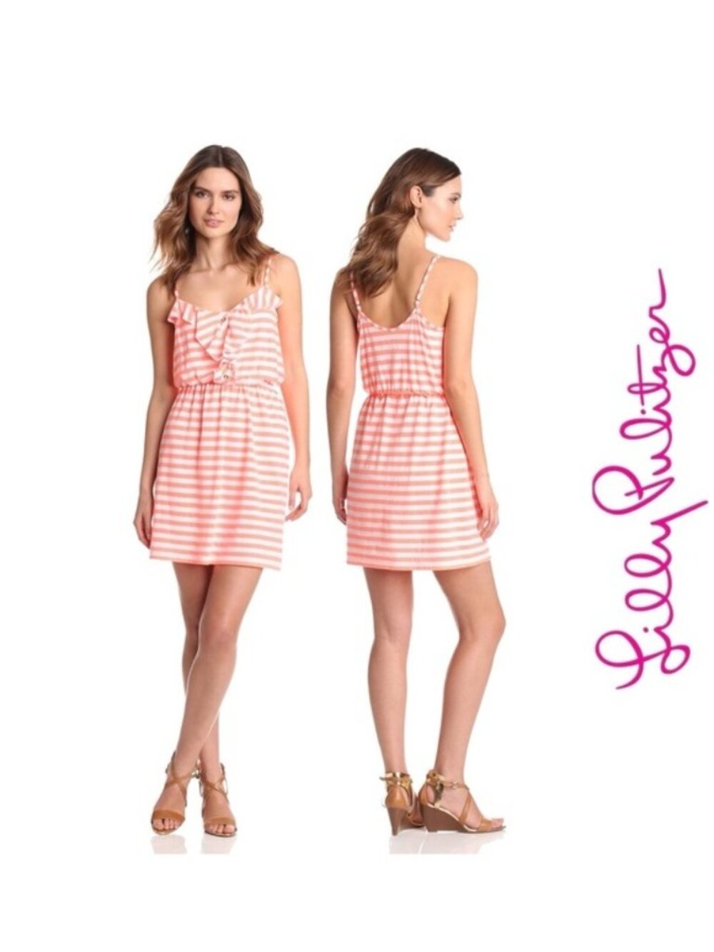 Lilly Pulitzer | "Sunrise Orange" Callista Boat Party Stripe Dress | Size Medium